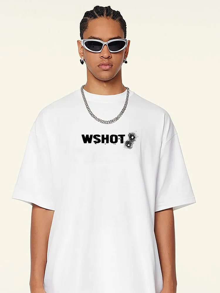 Retro race tee with pixel blur and Y2K vibe graphics