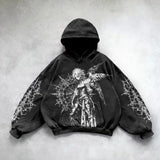 Harajuku Cotton Thick Material Gothic Angel Hoodie Women Super Large H