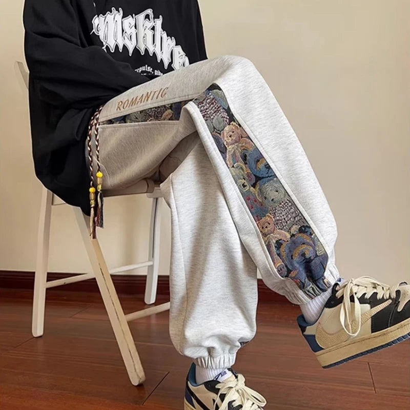 hip hop fashion anime printed sweatpants for men autumn casual corduroy baggy joggers pantalones hombre y2k streetwear trousers urban active pants