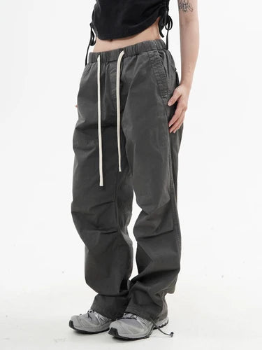knee fold baggy pants unisex casual elastic waist straight trousers streetwear fashion drawstring women men hip hop y2k joggers unique joggers style 1254