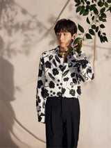 24ss New Retro Vintage Digital direct spray cherry print High-Street Casual long sleeved shirt