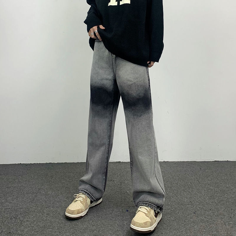 2023 autumn new light luxury fashion wide leg jeans all match slim fit loose straight trousers fine boutique decoration unique jeans style 3849