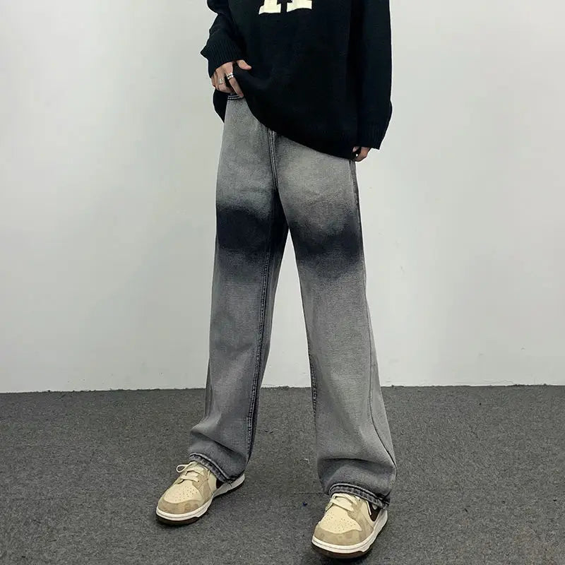 2023 autumn new light luxury fashion wide leg jeans all match slim fit loose straight trousers fine boutique decoration denim street jeans