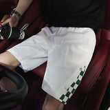 summer chessboard shorts mens hong kong style spliced casual capris pants 2024 unisex korean preppy half sweatpants y2k shorts sporty tapered joggers