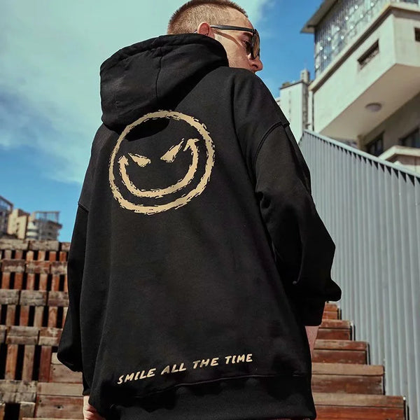 Autumn Smile Print Graphic Hoodies Harajuku Fashion Casual Cool