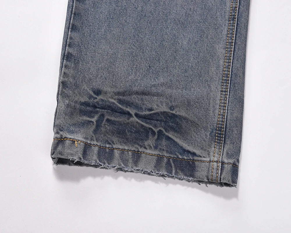 washed hole patchwork frayed blue baggy jeans mens straight y2k ripped pantalones hombre denim pants streetwear loose cargos baggy cargo bottoms