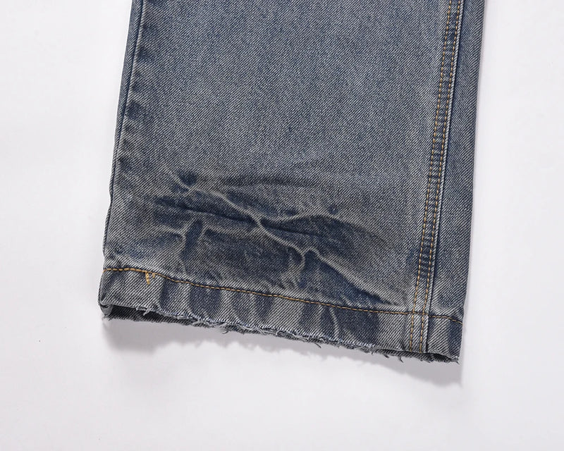 washed hole patchwork frayed blue baggy jeans mens straight y2k ripped pantalones hombre denim pants streetwear loose cargos baggy cargo bottoms
