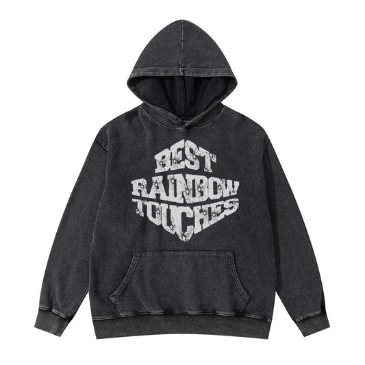 glitchcore aesthetic drop featuring rainbowtouches washed hoodie men high street fashion pattren hoodie hip hop unisex breathable superior quality mens clothing