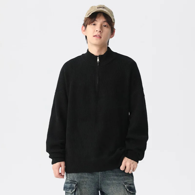 minimalist knit hoodie, photo-ready knit, unisex oversized techwear hoodie for men street style