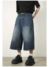 men summer streetwear fashion loose casual wide leg denim calf length jeans pants male vintage jeans baggy hosen pants unique jeans style 1494
