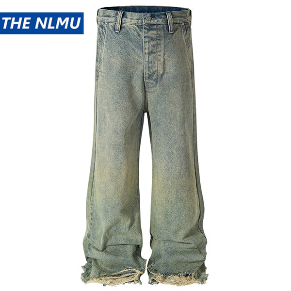 men vintage jeans distressed retro loose straight denim pants 2024 man ro style jeans trousers urban skinny jeans