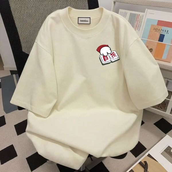 Harajuku Oversized shirt – Summer New Men And Women Trendy Personalized Creative Mahjon