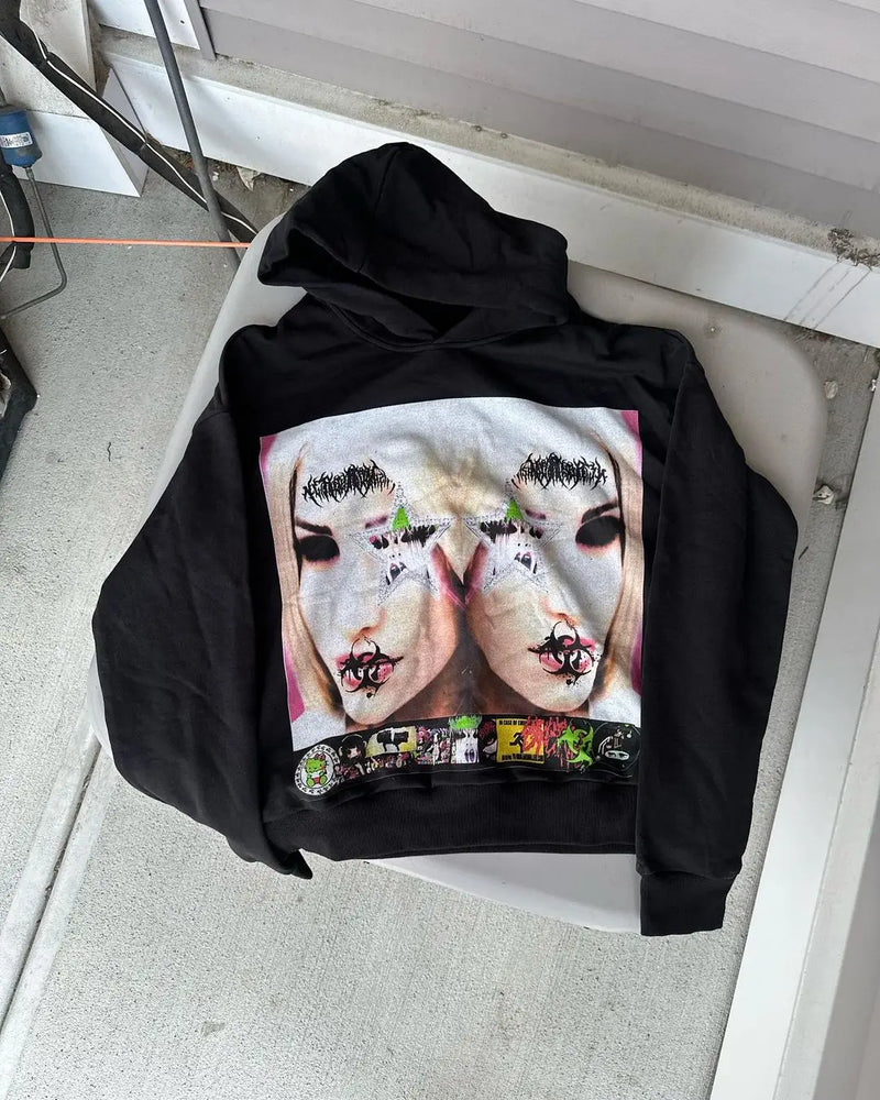 Gothic Oversized Tee – Harajuku Vintage Hoodie Oversized Goth Streetwear Tops Grung – Streetwear Fashion for Men & Women