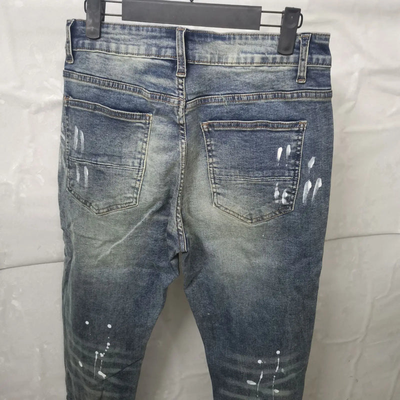 2023 brand new classic old washing rhinestones ripped holes jeans cotton denim pants comfort casual jeans size cargo 28 36 620 unique cargo style 747