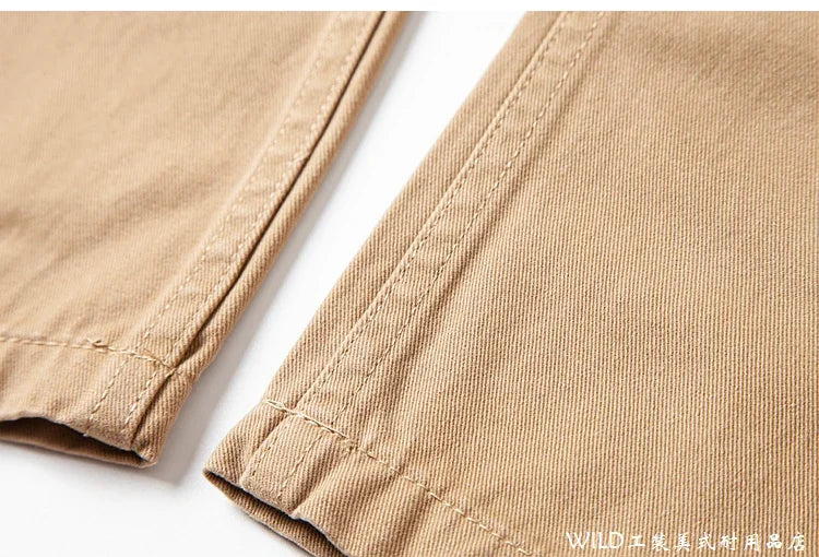 autumn winter heavyweight pure cotton thick american retro workwear khaki pants business casual mens basic solid color pants unique default style 1062