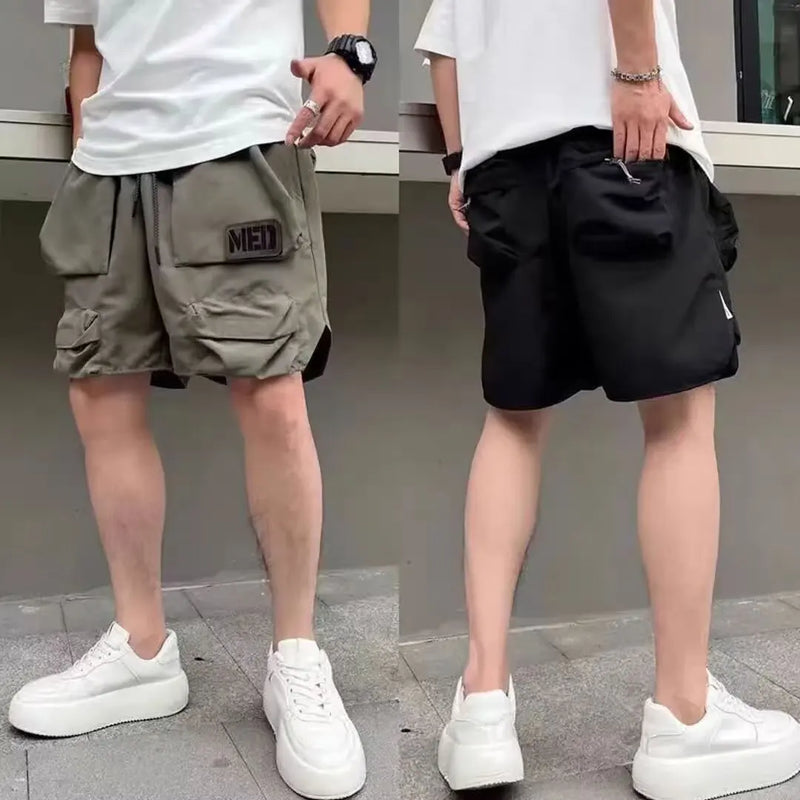 Large Pocket Mens Cargo Shorts with Pockets Letters Outdoor Sports Function korean Luxury Wide Cotton Big and Tall Jogger Y2k