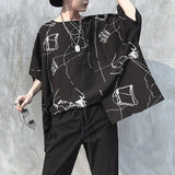 Sadcore Vintage print – Mens T Shirt Irregular Bat Sleeve Cape T Shirt Fashion Perso