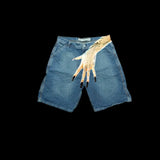 retro blue baggy denim gym shorts new gothic sweatpants basketball shorts harajuku hip hop y2k shorts pants mens graphic print unique joggers style 2455