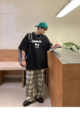 Korean style new Hong Kong style trendy letter printed short-sleeved trend loose and versatile casual couple half-sleeved top
