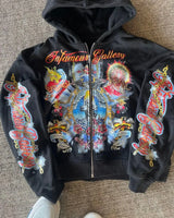 European And American High Street Fashion Brand Anime Printed Zipper H