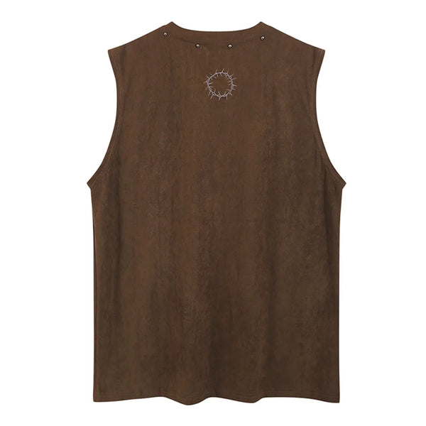 Glitchcore Broken heart – Vintage Mens Y2K Vest Letter Washed Tank Tops Summer High St