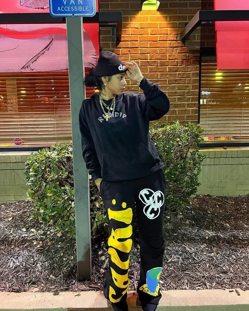 european and american new embroidered oversized trousers men y2k trendy hip hop knitted pants loose casual wide leg pants women unique default style 3618