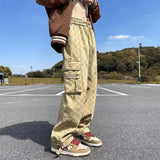 korean street ins overalls men women high street retro personality straight japanese style versatile loose y2k wide leg pants unique default style 3221