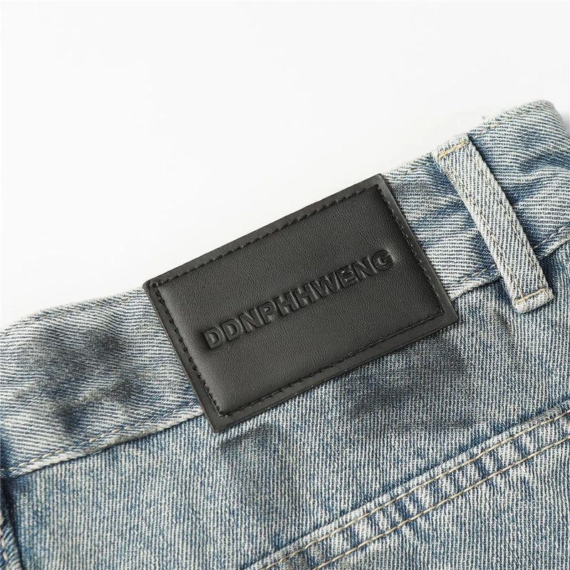 vintage multi pocket jeans mens harajuku cargo denim pants retro hip hop straight loose jean pants men clothing unique cargo style 1286