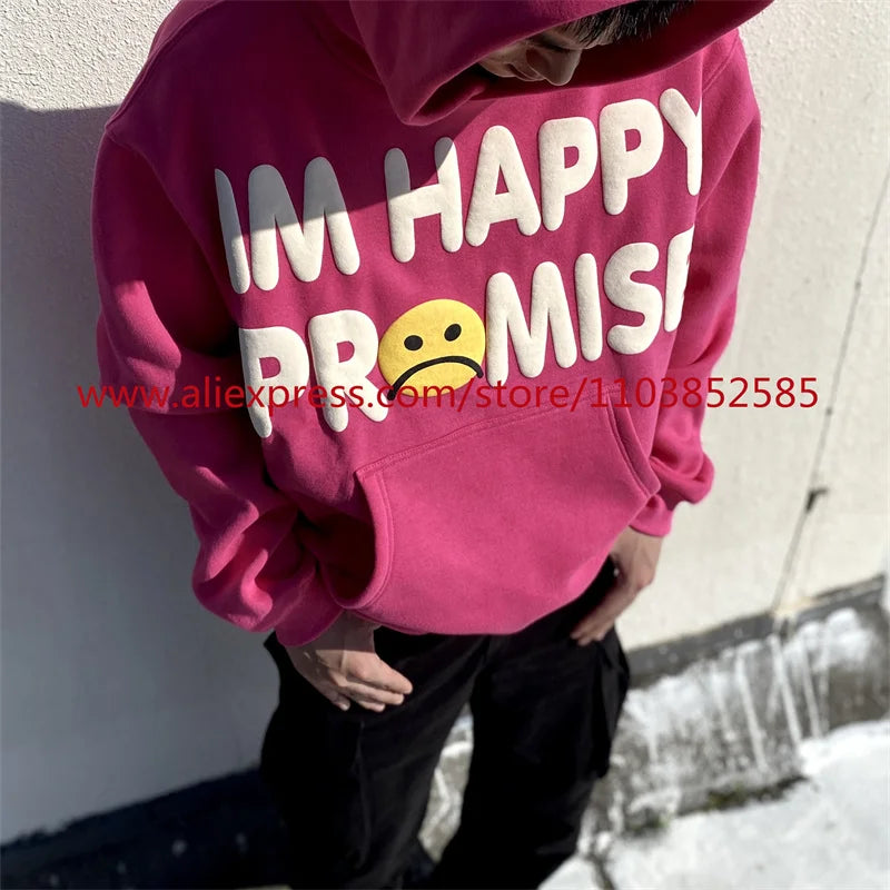 American Heavyweight Vintage Long Sleeved Fleece Hooded Sweatshirt Wit