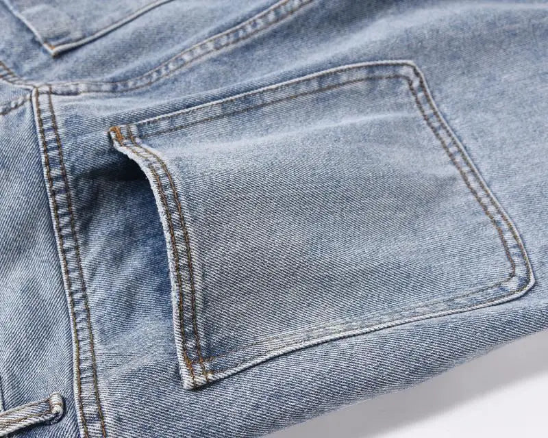 fashion loose streetwear denim jeans new casual wide legs straight jean pants hip hop tassel joggers baggy jeans men clothing unique joggers style 435