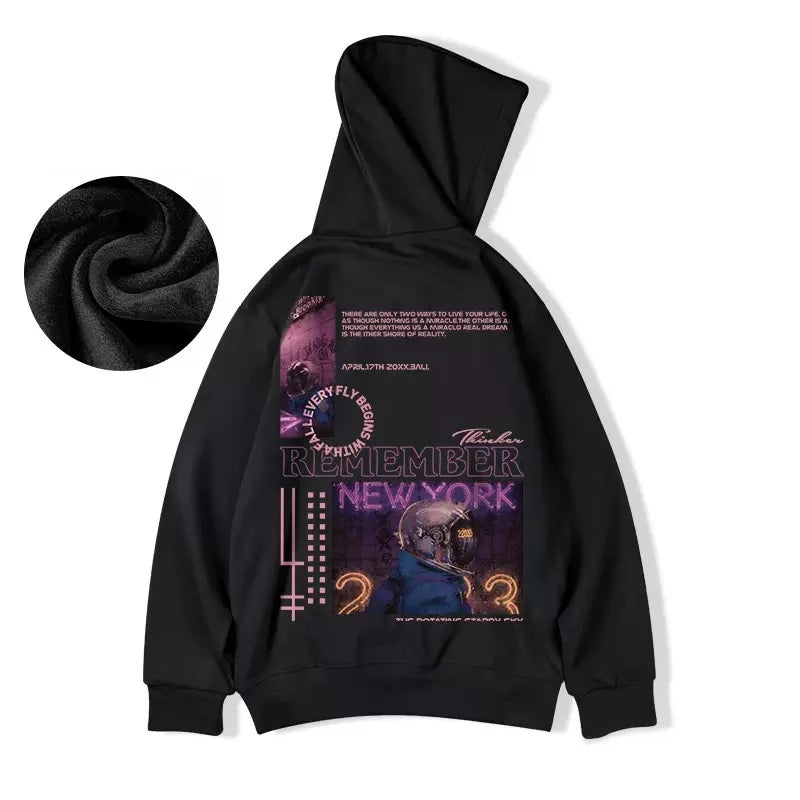 Subway Astronaut Gothic Print Mens Sweatshirt Autumn Pullover Streetwear
