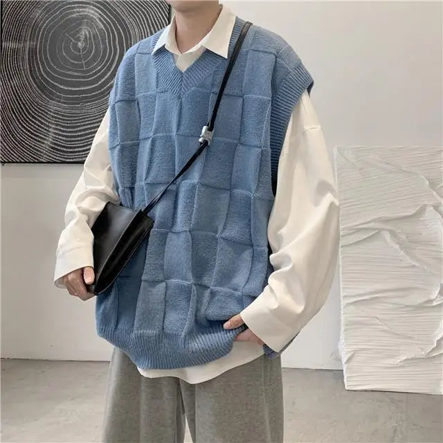 grunge knit pullover for fall and winter, oversized aesthetic with urban style, mens fashion layer for modern streetwear coll