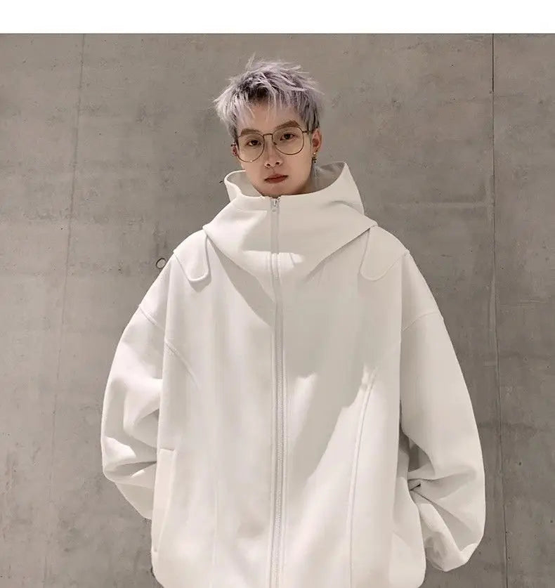 White Cardigan Sweatshirt Men 2024 Spring And Autumn New Style High En