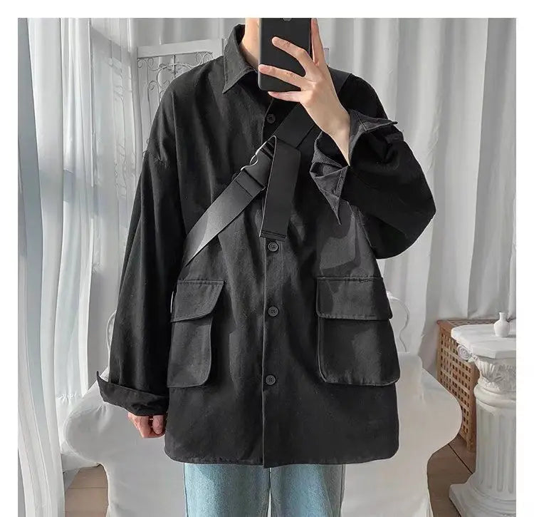 Original shirt men long-sleeved Korean style trendy loose handsome work shirt ins trendy brand spring