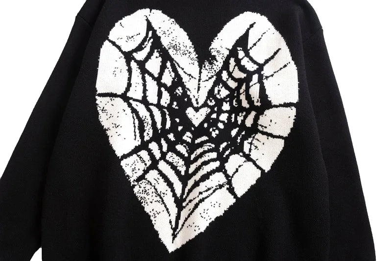 hip hop knitted sweater men winter o neck anime spider web pattern pullover streetwear casual loose sweater warm jumper knitwear - soft fleece-lined outerwear, unisex casual winter pullover, graphic printed hoodie for men and women