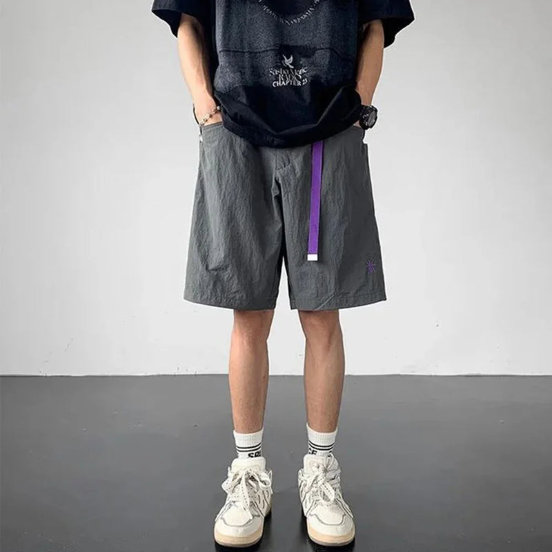 summer functional overalls mens unisex y2k street fashion embroidery casual pants sweatpants shorts knee length cargo shorts urban active pants