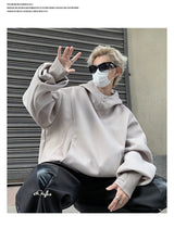 New Retro Button Neck Hooded Sweatshirts For Men Autumn Fleece Y2K Vintage Hoodies Hip Hop Fashion Streetwear Pullover Hoodie