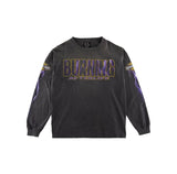 2024 Summer Retro Vintage EVILSPIRIT Thunder Print Washed Old High-Street Cotton Loose Long Sleeve T-Shirt Pullover  For Men