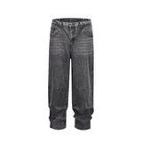 high street washed baggy casual jeans for men and women straight pockets denim pants oversized loose cargo trousers combat utility trousers