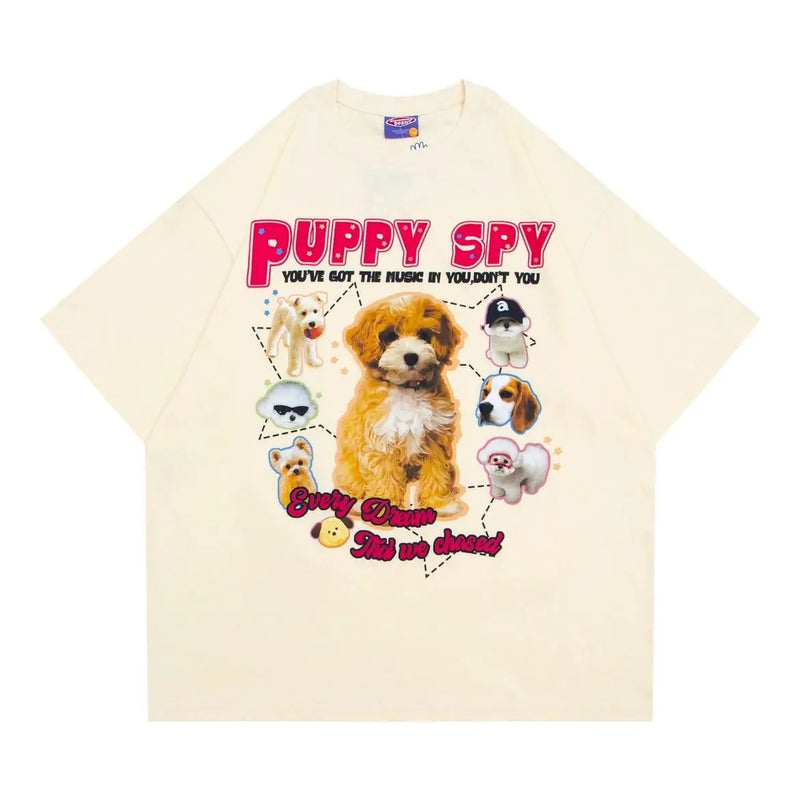 Gothic Crying angel – American Retro Cute Puppy Print Short Sleeved Summer Men And