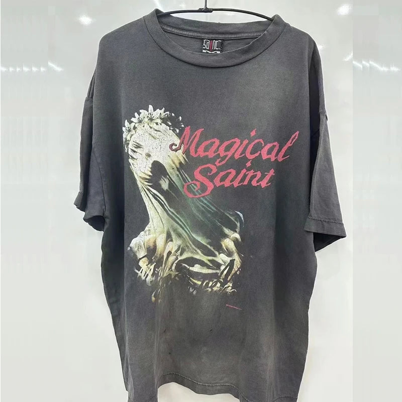 Harajuku Oversized Shirt – Saint Short Sleeve Top Tees Men Woman Best Quality Space Exp – Urban Streetwear for Men & Women
