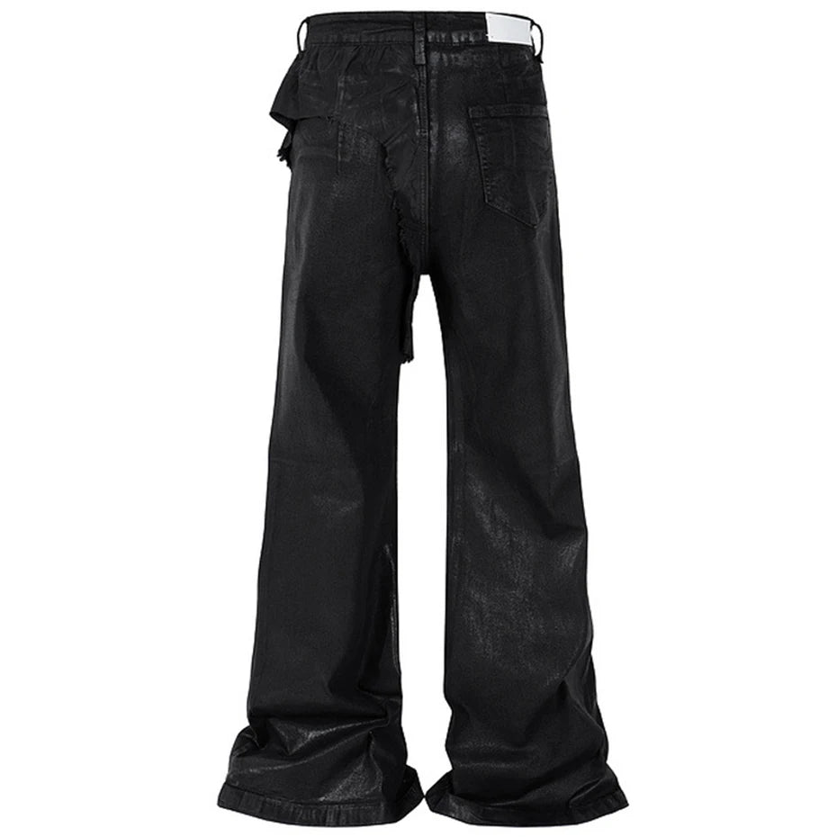 hi street flared jeans men broken patchwork denim pants streetwear harajuku luxury designer black jeans trousers male unique jeans style 353