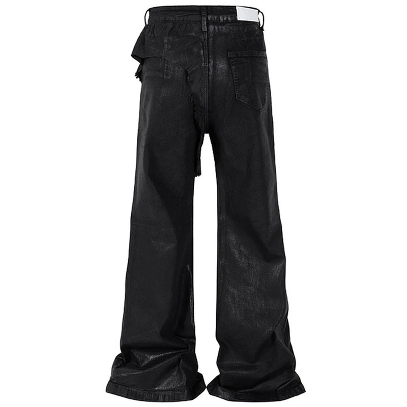 hi street flared jeans men broken patchwork denim pants streetwear harajuku luxury designer black jeans trousers male unique jeans style 353