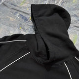 Urban cyber hoodie with glitch effect and digital fonts