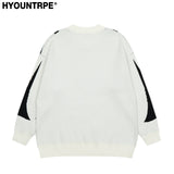 mens streetwear sweater hip hop letter geometry knitted sweater pullover new casual autumn o neck cotton sweater unisex jumpers - gothic aesthetic hoodie for winter, vintage look oversized hoodie, urban fashion pullover