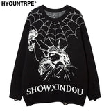 hip hop knitted sweater mens winter o neck harajuku pattern pullover streetwear casual loose pullover sweaters jumper knitwear Y2K vintage urban hoodie, high quality cotton pullover, streetwear fashion hoodie