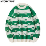 hip hop destroyed ripped holes knitted sweater mens casual striped pullover sweater unisex harajuku streetwear new autumn jumper - vintage look oversized hoodie, bold artwork streetwear hoodie, gothic aesthetic hoodie for winter