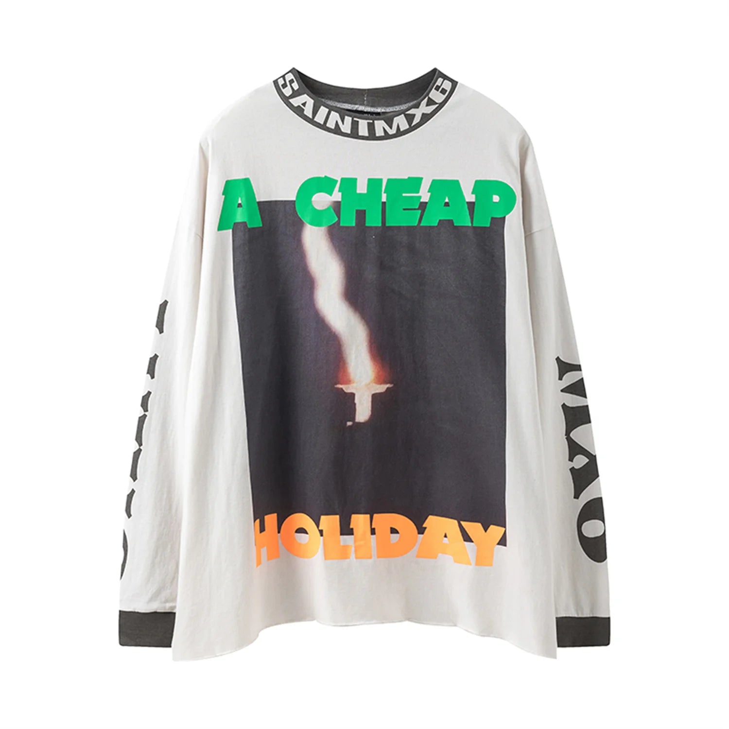 cyberpunk vintage t-shirt featuring high street vintage retro a cheap holiday letter print fire hand thunder streetwear cotton long sleeve t shirt pullover
