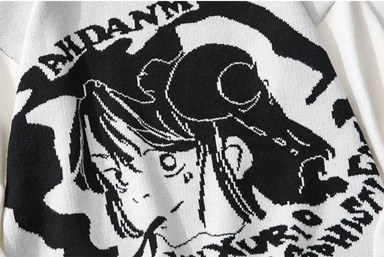 fashion knitted sweater autumn winter o neck anime characters pullover streetwear unisex casual loose sweaters jumper knitwears unique limited edition hoodie, high quality cotton pullover, urban wear with bold artwork
