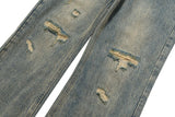 mens vintage ripped jeans distressed hole blue flared jeans trousers luxury designer male denim pants unique jeans style 1638